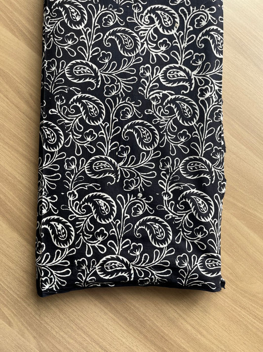 Floral Design Handblock Printed Cotton Fabric-19578