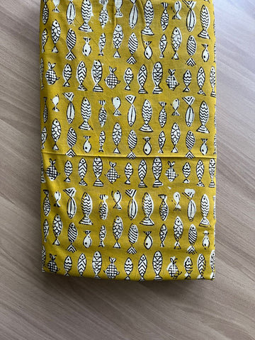 Fish Design Handblock Printed Cotton Fabric-19581