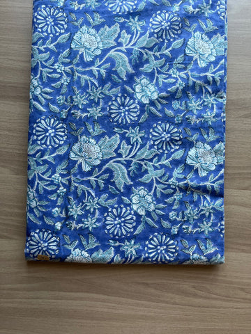 Floral Design Handblock Printed Cotton Fabric-19756