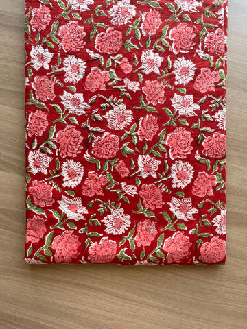 Floral Design Handblock Printed Cotton Fabric-19757