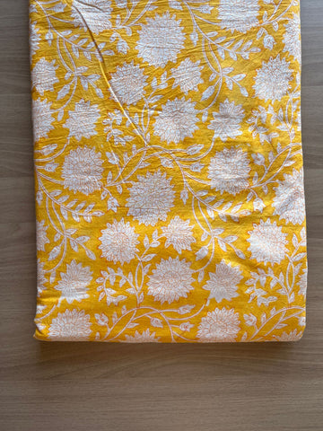 Floral Design Handblock Printed Cotton Fabric-19761