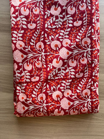 Floral Design Handblock Printed Cotton Fabric-19762