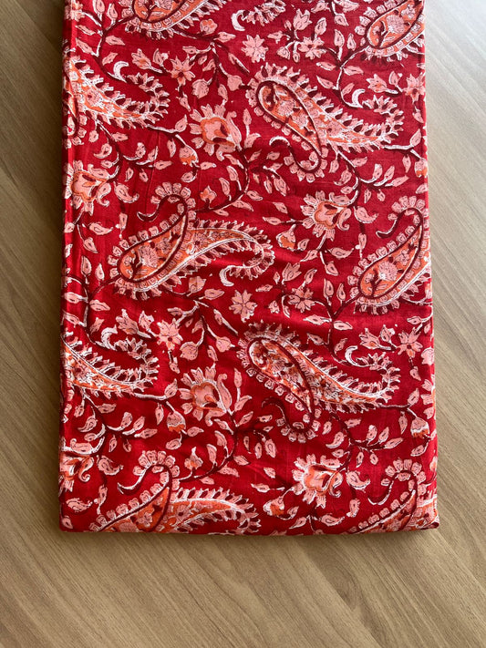 Floral Design Handblock Printed Cotton Fabric-19765