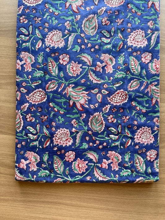 Floral Design Handblock Printed Cotton Fabric-19766