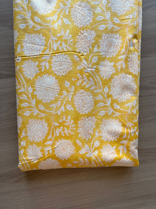 Floral Design Handblock Printed Cotton Fabric-19767