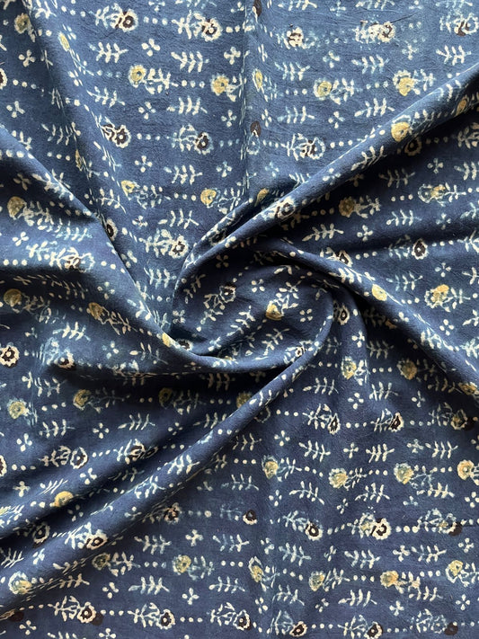 Natural Dyed Ajrakh Handblock Printed Cotton Fabric -19803