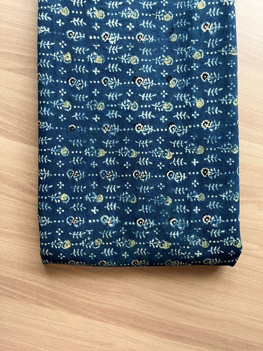 Natural Dyed Ajrakh Handblock Printed Cotton Fabric -19803