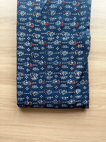 Natural Dyed Ajrakh Handblock Printed Cotton Fabric -19881