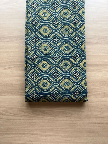 Natural Dyed Ajrakh Handblock Printed Cotton Fabric -19882