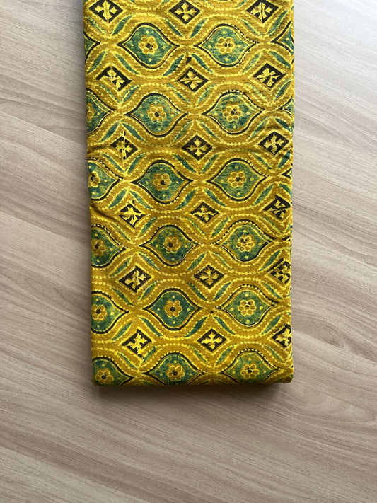 Natural Dyed Ajrakh Handblock Printed Cotton Fabric -19883