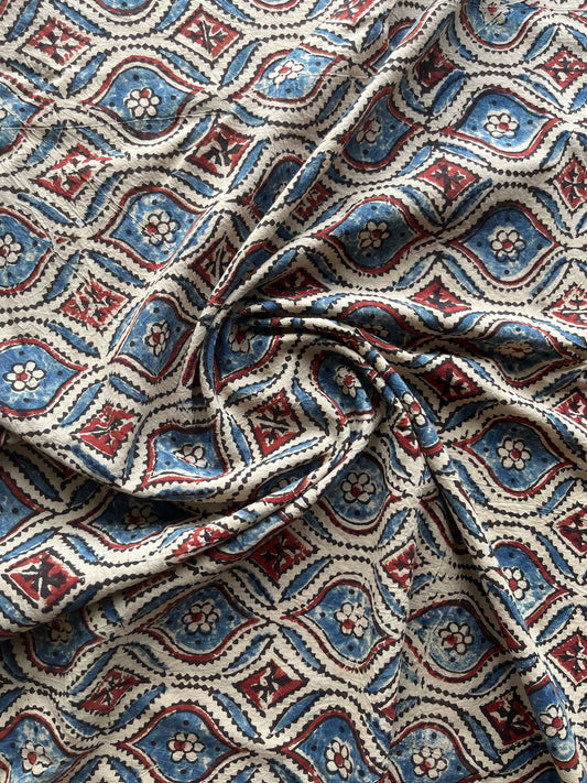 Natural Dyed Ajrakh Handblock Printed Cotton Fabric -19886