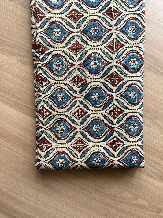 Natural Dyed Ajrakh Handblock Printed Cotton Fabric -19886