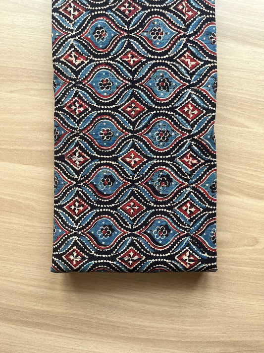 Natural Dyed Ajrakh Handblock Printed Cotton Fabric -19887