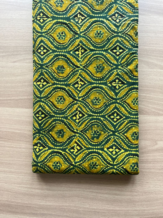 Natural Dyed Ajrakh Handblock Printed Cotton Fabric -19888