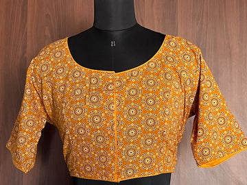 Size 42 - Readymade Handblock Printed Cotton Blouse - 32489