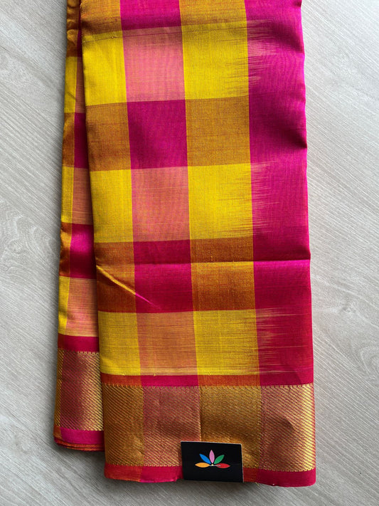 Pazhum Pazhamum Checks Silk Cotton Saree - 27941