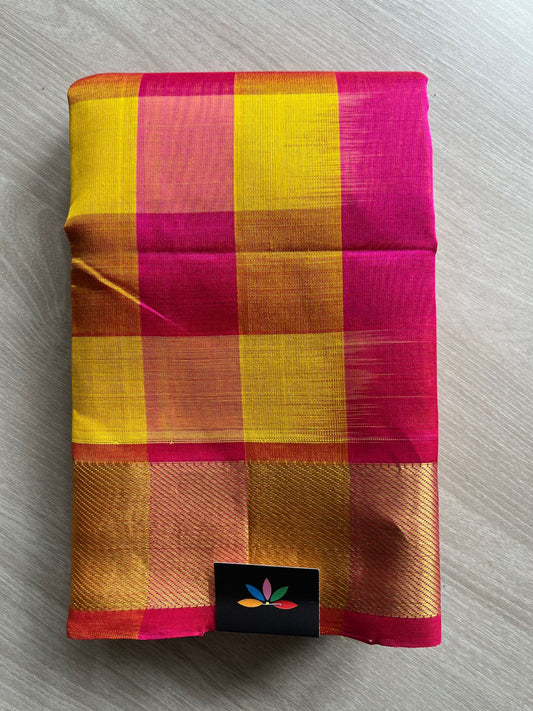 Pazhum Pazhamum Checks Silk Cotton Saree - 27941