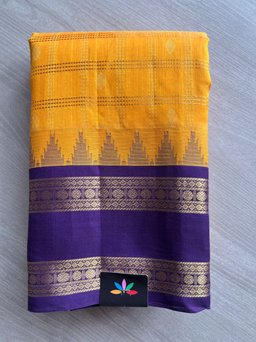 Zari Checks Butta Korvai Silk Cotton Saree - 27957