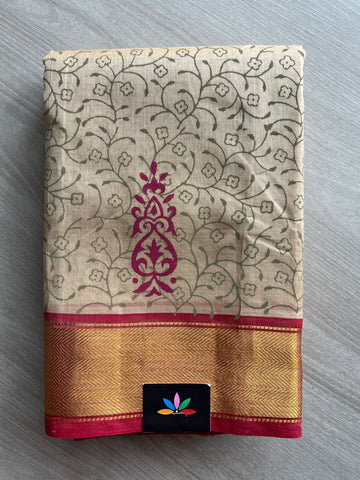 Block Printed Silk Cotton Saree- 27961