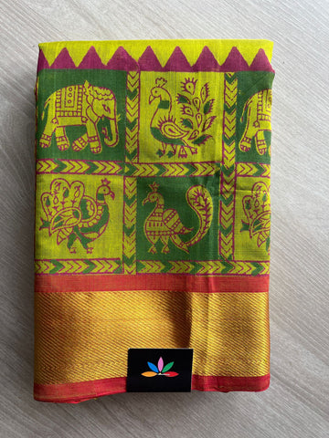 Block Printed Silk Cotton Saree- 27962