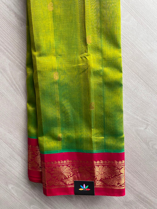 Korvai Border Butta Handloom Silk Cotton Saree - 33274