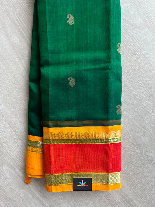 Korvai Border Butta Handloom Silk Cotton Saree - 33275
