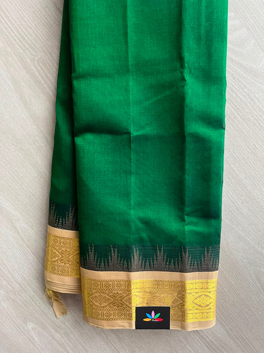 Temple Korvai Border Butta Handloom Silk Cotton Saree - 33276