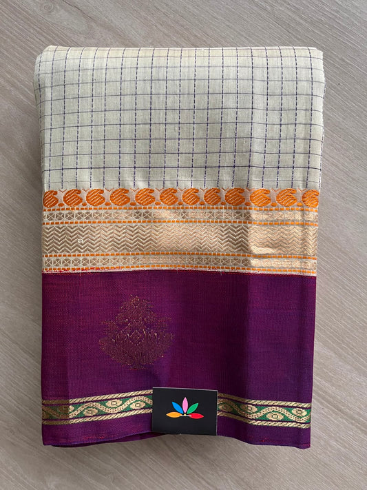 Korvai Checks Handloom Silk Cotton Saree - 33277