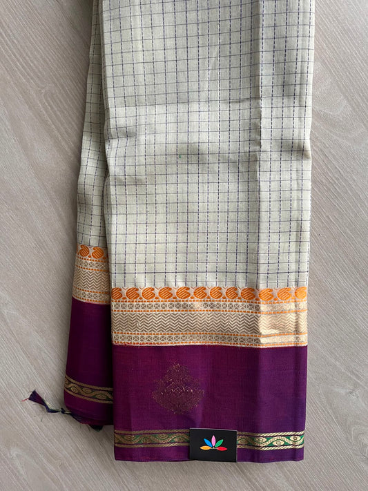 Korvai Checks Handloom Silk Cotton Saree - 33277