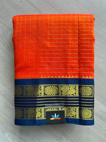 Korvai Border Zari Checks Handloom Silk Cotton Saree - 33283