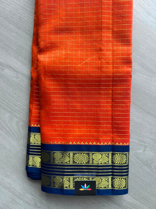 Korvai Border Zari Checks Handloom Silk Cotton Saree - 33283