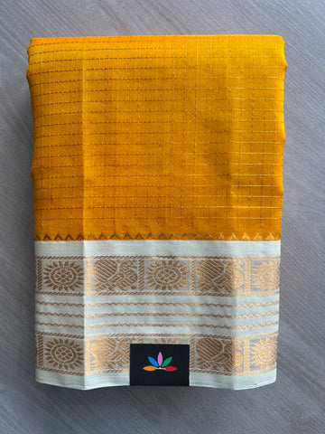Korvai Border Zari Checks Handloom Silk Cotton Saree - 33284