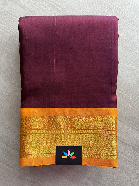 Deep Maroon with Contrast Korvai Border -24163