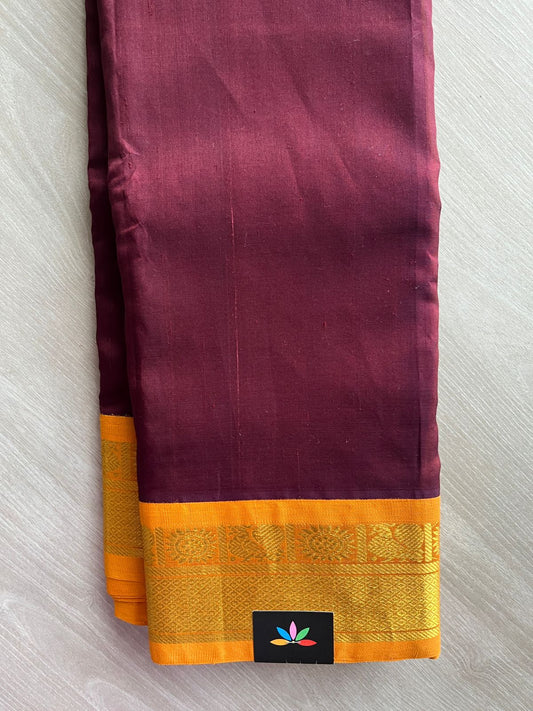 Deep Maroon with Contrast Korvai Border -24163