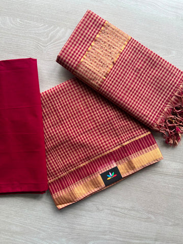 Handloom Mangalagiri Unstitched 3 Piece Set - 33241