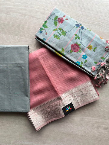Handloom Mangalagiri Unstitched 3 Piece Set - 33249