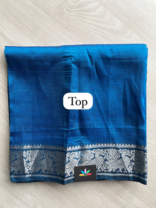 Medium Electric Blue & Black Digital Printed Duppata Mangalagiri Silk Cotton 3 Piece Unstitched Suit Set - 33250