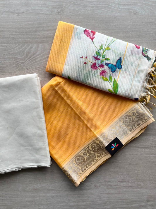 Digital Printed Duppata Mangalagiri Silk Cotton 3 Piece Unstitched Suit Set - 33251