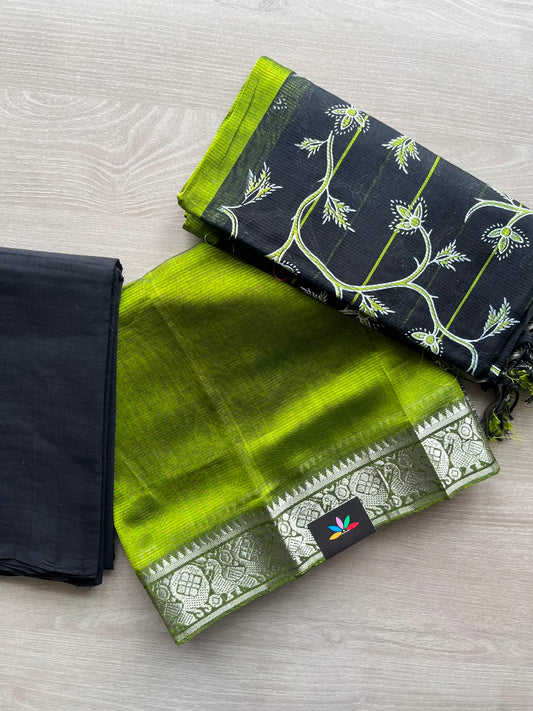Digital Printed Duppata Mangalagiri Silk Cotton 3 Piece Unstitched Suit Set - 33252