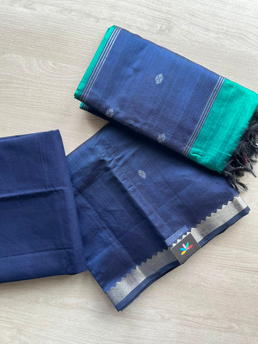 All Over Butta Mangalagiri Silk Cotton 3 Piece Unstitched Suit Set - 33254
