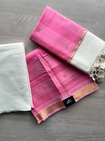 All Over Butta Mangalagiri Silk Cotton 3 Piece Unstitched Suit Set - 33255