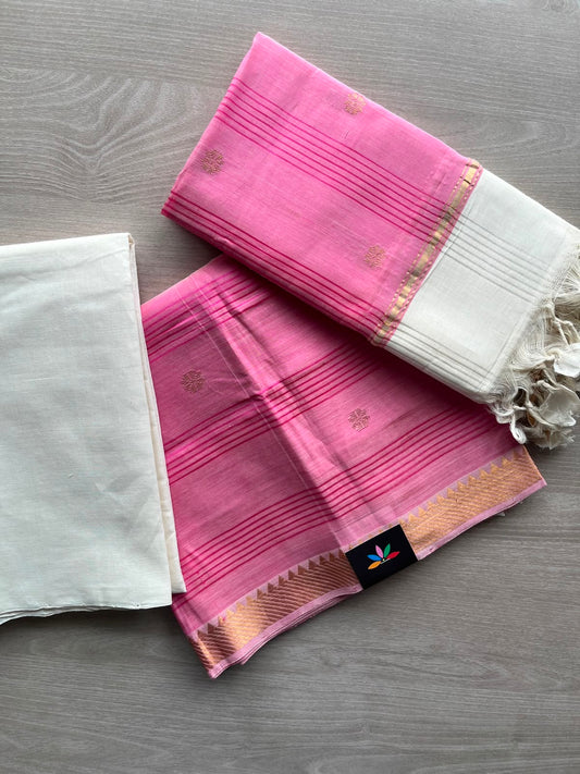 All Over Butta Mangalagiri Silk Cotton 3 Piece Unstitched Suit Set - 33255