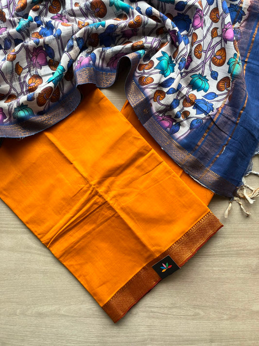 Printed Duppata Mangalagiri Cotton 3 Piece Unstitched Suit Set - 33256