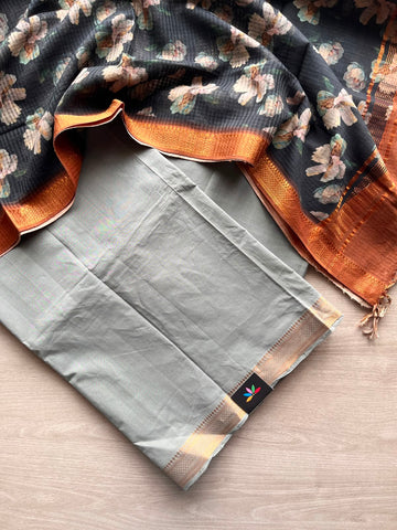 Printed Duppata Mangalagiri Cotton 3 Piece Unstitched Suit Set - 33259