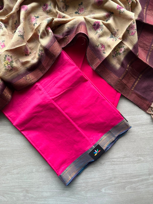 Printed Duppata Mangalagiri Cotton 3 Piece Unstitched Suit Set - 33260
