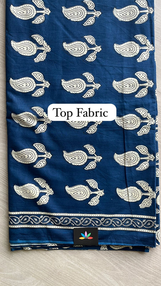 Hand Block Printed Cotton 3 Piece Unstitched Suit Set with Cotton Duppata -24591