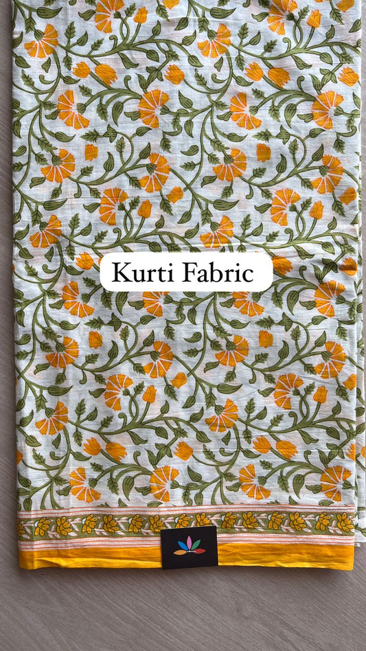 Hand Block Printed Cotton 3 Piece Unstitched Suit Set with Cotton Duppata -24599