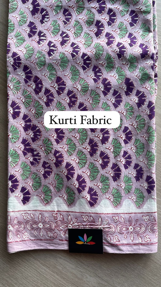 Hand Block Printed Cotton 3 Piece Unstitched Suit Set with Cotton Duppata -24611