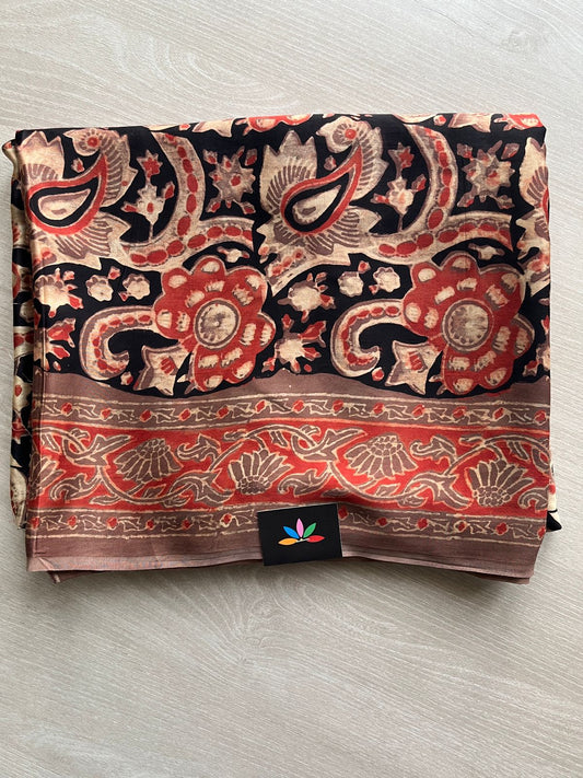 Black Natural Dyed Hand Block Printed Modal Silk 2-piece Set-30550