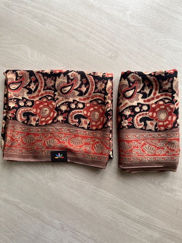Black Natural Dyed Hand Block Printed Modal Silk 2-piece Set-30550